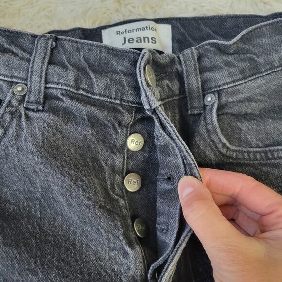 Reformation Button Fly Skinny Jeans Black 27 - Picture 6 of 8